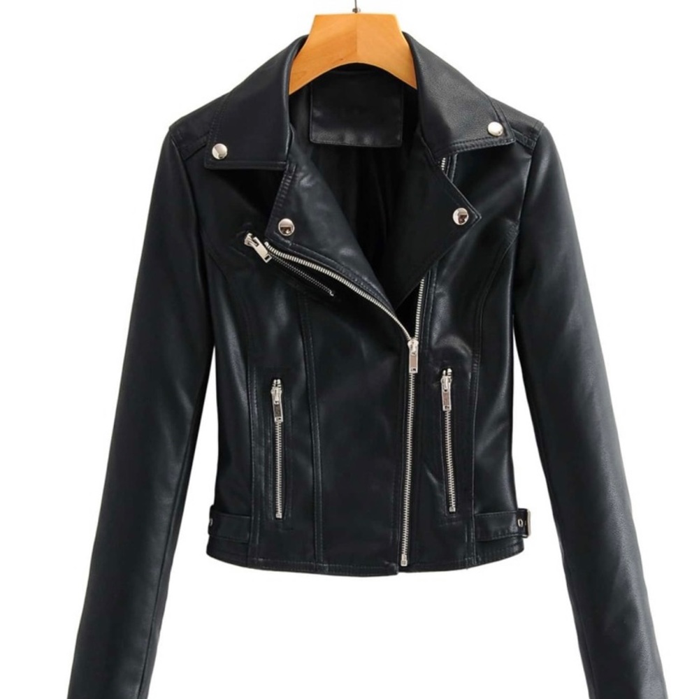 SHEIN Zip Up PU Leather Biker Jacket